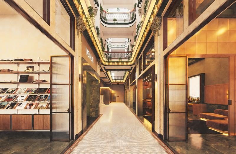 Rendering of the restored Scarritt Arcade lobby