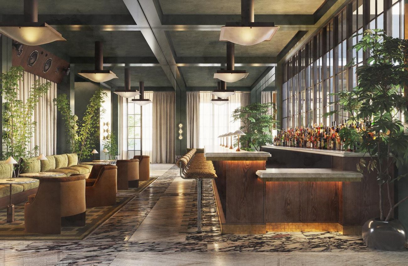 Rendering of the year-round rooftop food and entertainment venue